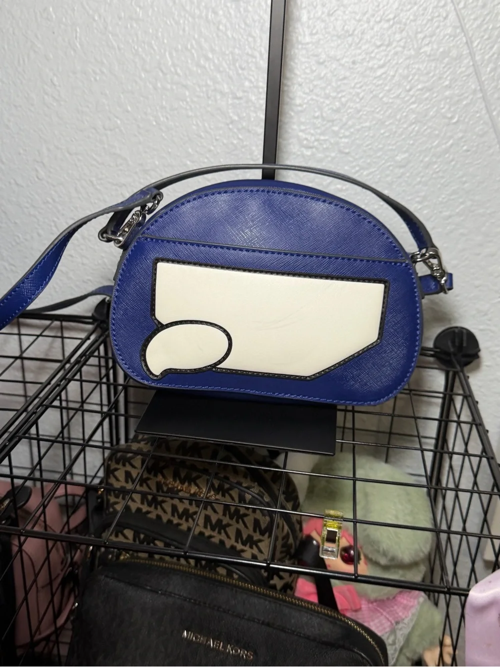 Unique Karl Lagerfeld Paris K/Ikonik Maybelle Dome Crossbody Blue Peekaboo Bag